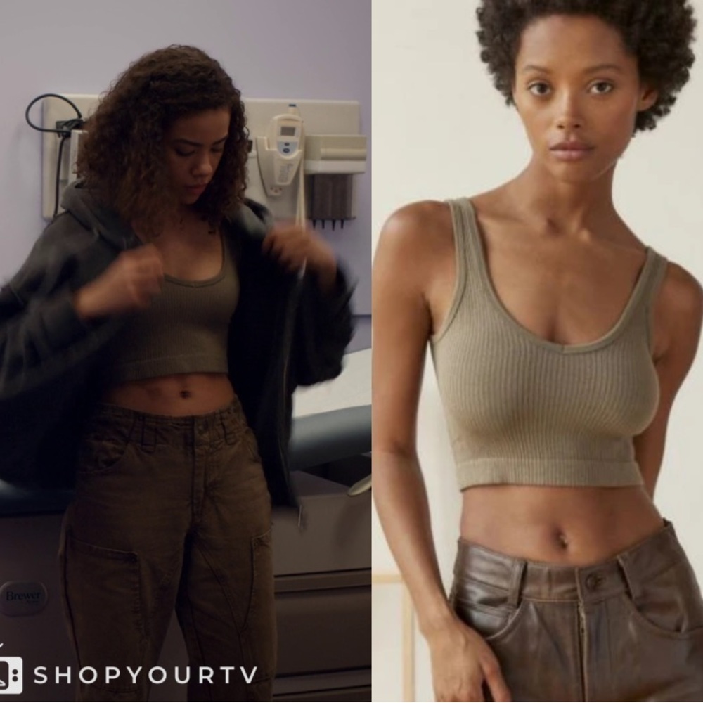 Urban Outfitters Olive Ribbed Crop Top - Picture 3 of 6